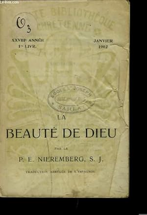 Seller image for LA BEAUTE DE DIEU (XXVIIIe ANNEE, 1re LIVRAISON). for sale by Le-Livre