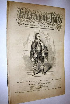 Bild des Verkufers fr Theatrical Times, Weekly Magazine. No 20. October 24, 1846. Lead Article & Picture - Memoir of Mr Leigh Murray in Richelieu. zum Verkauf von Tony Hutchinson