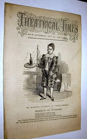 Immagine del venditore per Theatrical Times, Weekly Magazine. No 21. October 31, 1846. Lead Article & Picture - Memoir of Mr John Baldwin Buckstone. venduto da Tony Hutchinson