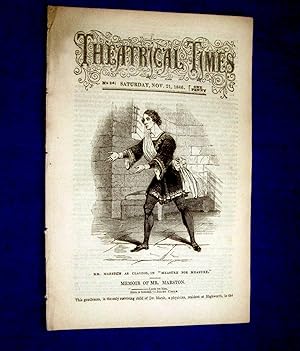 Theatrical Times, Weekly Magazine. No 24. November 21, 1846. Lead Article & Picture - Memoir of M...