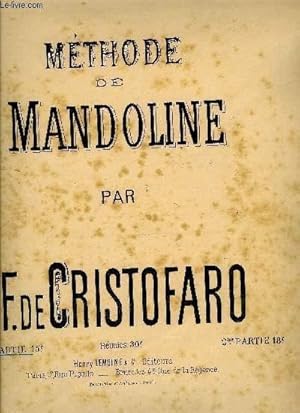 Imagen del vendedor de METHODE MANDOLINE 1ERE PARTIE a la venta por Le-Livre