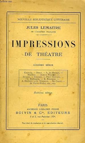 Seller image for IMPRESSIONS DE THEATRE, 10e SERIE for sale by Le-Livre