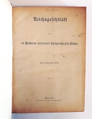 Seller image for Reichsgesetzblatt fr die im Reichsrate vertretenen Knigreiche und Lnder. Jahrgang 1915. for sale by erlesenes  Antiquariat & Buchhandlung