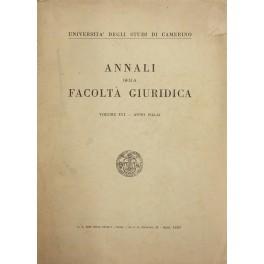 Bild des Verkufers fr Annali della Facolt Giuridica dell'Universit degli Studi di Camerino. Vol. XVI Anno 1942-44 zum Verkauf von Libreria Antiquaria Giulio Cesare di Daniele Corradi