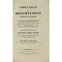 Image du vendeur pour Corpus legum sive Brachylogus iuris civilis. Ad fidem quattuor Codicum scriptorum et principum editionum emendavit. Commentarios criticos locorum similium annotationem notitiam litterariam indicesque adiecit. Ineditam incerti scriptoris Epitomen Iuris Civilis medio duodecimo saeculo factam ex codice Tubigensi edidit Eduardus B??cking mis en vente par Libreria Antiquaria Giulio Cesare di Daniele Corradi