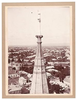An unusual and striking photograph from the front western spire of St Peter's Cathedral, Adelaide...