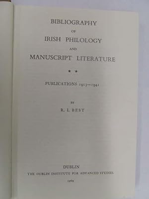 Imagen del vendedor de Bibliography of Irish Philology and Manuscript Literature: Publications, 1913-41 a la venta por Kennys Bookshop and Art Galleries Ltd.