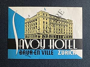 SAVOY HOTEL ZURICH-ETIQUETTE D'HOTEL