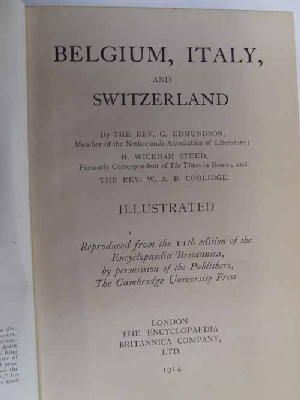 Seller image for Belgium, Italy, and Switzerland for sale by Kennys Bookshop and Art Galleries Ltd.