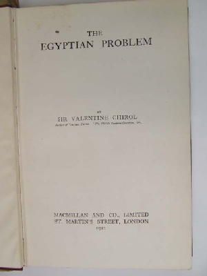 Bild des Verkufers fr The Egyptian Problem zum Verkauf von Kennys Bookshop and Art Galleries Ltd.