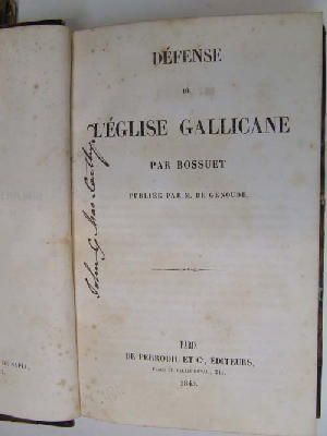 Seller image for Defense De L'Eglise Gallicane Par Bossuet for sale by Kennys Bookshop and Art Galleries Ltd.