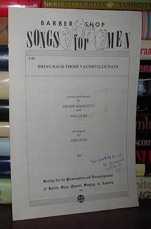 Seller image for BRING BACK THOSE VAUDEVILLE DAYS for sale by Rare Book Cellar