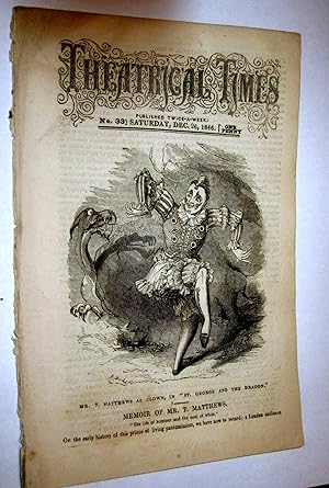 Immagine del venditore per Theatrical Times, Weekly Magazine. No 33. December 26, 1846. Lead Article & Picture - Memoir of Mr T. Matthews. venduto da Tony Hutchinson