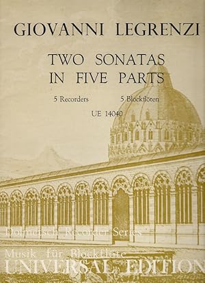 Bild des Verkufers fr Two sonatas in five parts. 5 Recorder, 5 Blockflten (UE 14040) Partitur, Stimmen. zum Verkauf von Antiquariat Peda