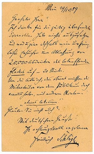 Imagen del vendedor de Eigenh. Postkarte mit U. a la venta por Antiquariat INLIBRIS Gilhofer Nfg. GmbH