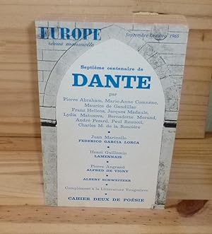 Septième centenaire de Dante. Revue Europe. Revue mensuelle. 43e année N°437 - 438. Septembre - o...