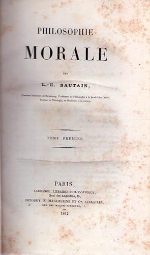Seller image for PHILOSOPHIE MORALE. (2 vols.) for sale by Buenos Aires Libros
