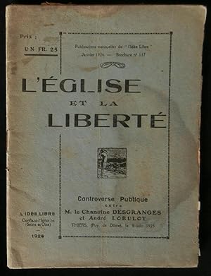 Imagen del vendedor de L'EGLISE ET LA LIBERTE. a la venta por Librairie Franck LAUNAI