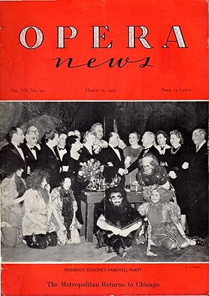 Image du vendeur pour Opera News: Volume VII (7), No. 22: March 15, 1943 mis en vente par Dorley House Books, Inc.