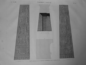 DESCRIPTION DE L'EGYPTE. Thèbes. Karnak. Coupe, détail et bas-reliefs intérieurs de la porte du s...