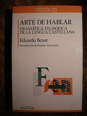 Seller image for Arte de hablar. Gramtica filosfica de la lengua castellana for sale by Librera Antonio Azorn