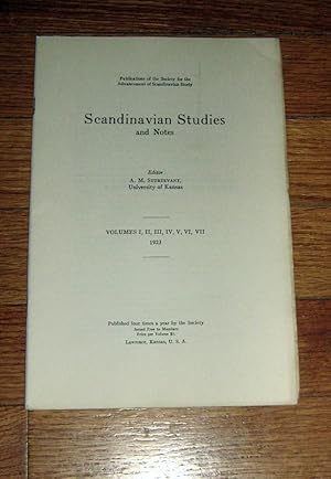 Scandinavian Studies and Notes Index to Publications 1923 Volumes 1, II, III, IV, V, VI, VII.