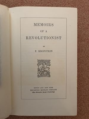 Seller image for Memoirs of a Revolutionist. for sale by PlanetderBuecher