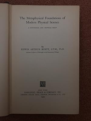 The Metaphysical Foundations of Modern Physical Science