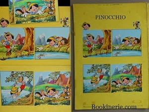 PINOCCHIO - UNE PLANCHE DE 4 DESSINS ORIGINAUX EN COULEURS - 50x35 cm - Carlo COLLODI & Walt DISNEY.