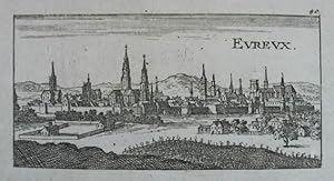 Evreux. Kupferstich v. Christoph Riegel. Nürnberg um 1690, 6 x 11 cm.