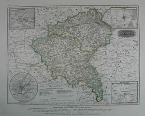 Provinz Posen. Grenzkolorierte Stahlstich-Karte aus "Meyer`s Zeitungs-Atlas". Hildburghausen, Bib...
