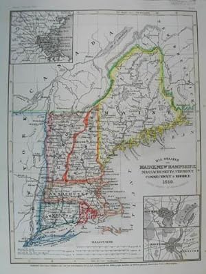 Die Staaten von Maine, New Hampshire, Massachusetts, Vermont, Connecticut & Rhode Island. Grenzko...