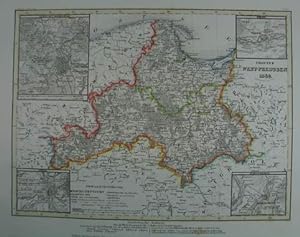 Provinz West-Preussen. Grenzkolorierte Stahlstich-Karte von Renner aus "Meyer`s Zeitungs-Atlas". ...
