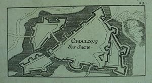 Chalons Sur Saone. Kupferstich v. Christoph Riegel. Nürnberg um 1690, 6 x 11 cm.