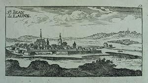 St. Iean de Laune. Kupferstich v. Christoph Riegel. Nürnberg um 1690, 6 x 11 cm.