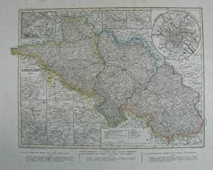 Provinz Schlesien. Grenzkolorierte Stahlstich-Karte von Ehricht aus "Meyer`s Zeitungs-Atlas". Hil...
