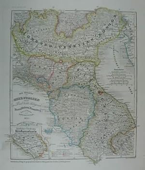 Seller image for Die Staaten von Oberitalien nmlich: das Lomb. Venet. Knigreich, Parma, Modena, Toscana, Lucca, St. Marino u.d. Kirchenstaat. Grenzkolorierte Stahlstich-Karte aus "Meyer`s Zeitungs-Atlas". Hildburghausen, Bibliograph. Institut 1850, 25 x 20 cm for sale by Antiquariat Johannes Mller