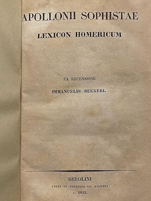 Bild des Verkufers fr Apollonii sophistaie lexicon Homericum zum Verkauf von LIBRAIRIE GIL-ARTGIL SARL