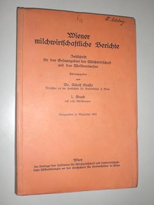 Seller image for Zeitschrift fr das Gesamtgebiet der Milchwirtschaft und das Molkereiwesen. 1. Band. for sale by Stefan Kpper