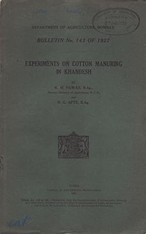 Seller image for Experiments on Cotton Manuring in Khandesh for sale by Asia Bookroom ANZAAB/ILAB