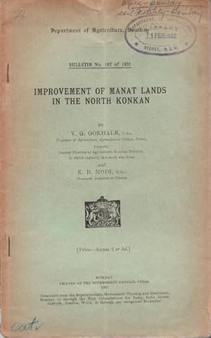 Image du vendeur pour Improvement of Manat Lands in the North Konkan. mis en vente par Asia Bookroom ANZAAB/ILAB