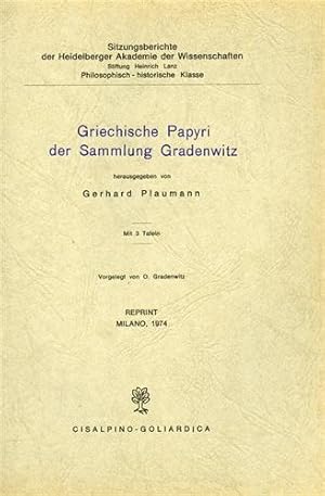 Bild des Verkufers fr Griechische Papyri der Sammlung Gradenwitz(P.Gradenwitz). zum Verkauf von FIRENZELIBRI SRL