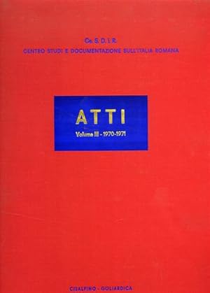 Bild des Verkufers fr Atti. Vol.III: 1970-1971. zum Verkauf von FIRENZELIBRI SRL