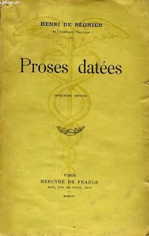 Image du vendeur pour PROSES DATEES mis en vente par Le-Livre
