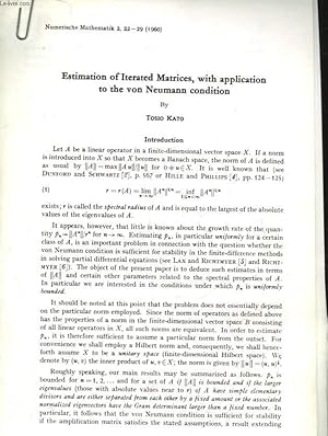 Bild des Verkufers fr ESTIMATION OF ITERATED MATRICES, WITH APPLICATION TO THE VON NEUMANN CONDITION zum Verkauf von Le-Livre