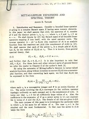 Image du vendeur pour MITTAG-LEFFLER EXPANSIONS ANS SPECTRAL THEORY - SEQUEL TO A PAPER OF A.E. TAYLOR mis en vente par Le-Livre