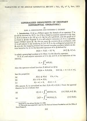 Seller image for GENERALIZED RESOLVENTS OF ORDINARY DIFFERENTIAL OPERATORS for sale by Le-Livre