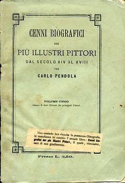 Imagen del vendedor de Cenni biografici dei pi illustri pittori dal secolo XIV al XVIII a la venta por Gilibert Libreria Antiquaria (ILAB)