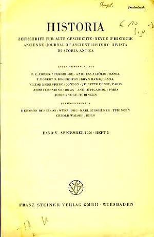 Bild des Verkufers fr Historia. Zeitschrift fr alte Geschichte. Band V. Sept. 1956. Heft 3. Sonderdruck. zum Verkauf von Fundus-Online GbR Borkert Schwarz Zerfa