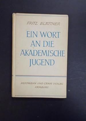 Seller image for Ein Wort an die akademische Jugend for sale by Antiquariat Strter